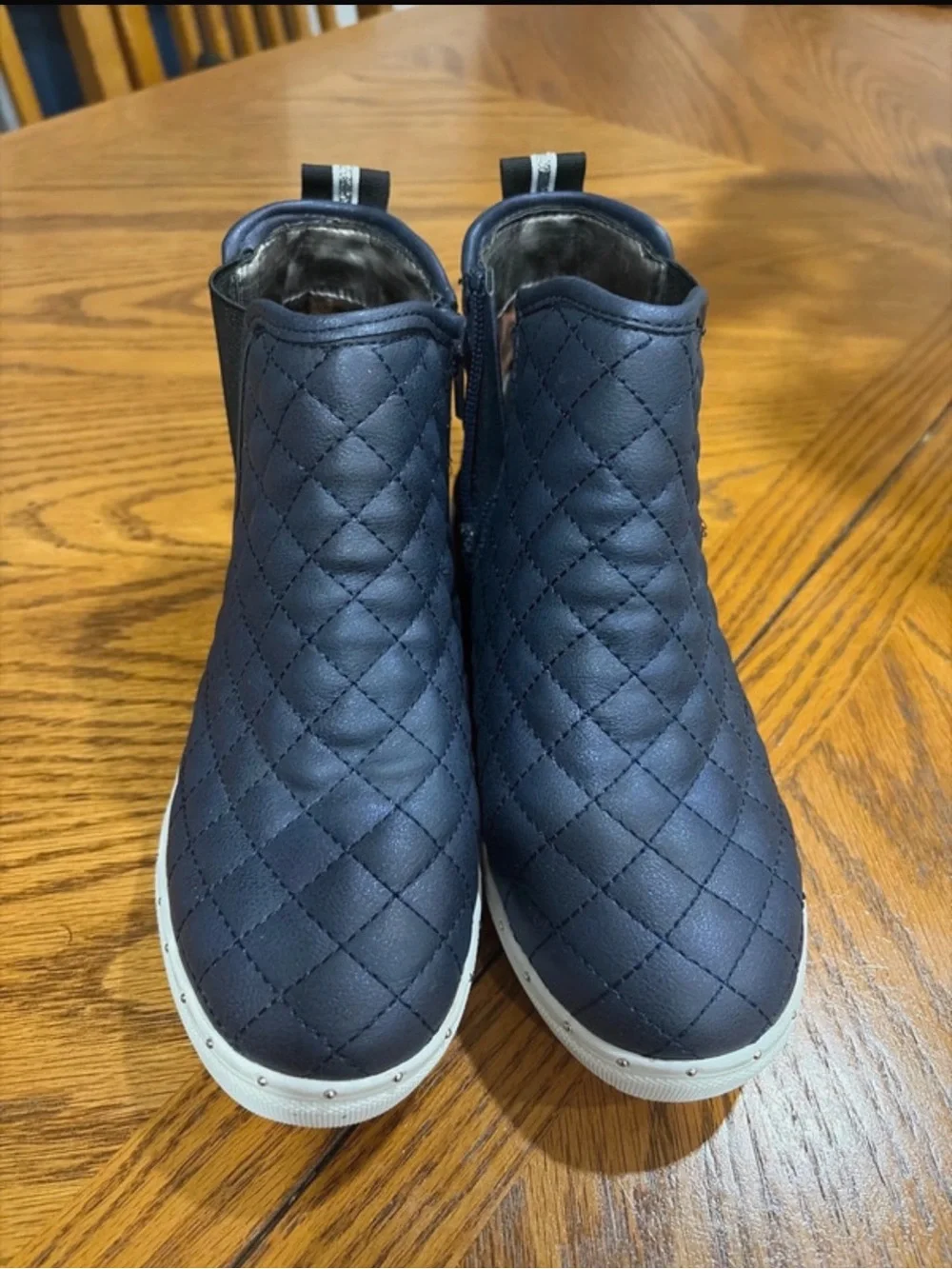 Steve Madden Quilted Navy Kids Slip-On Ankle Boots